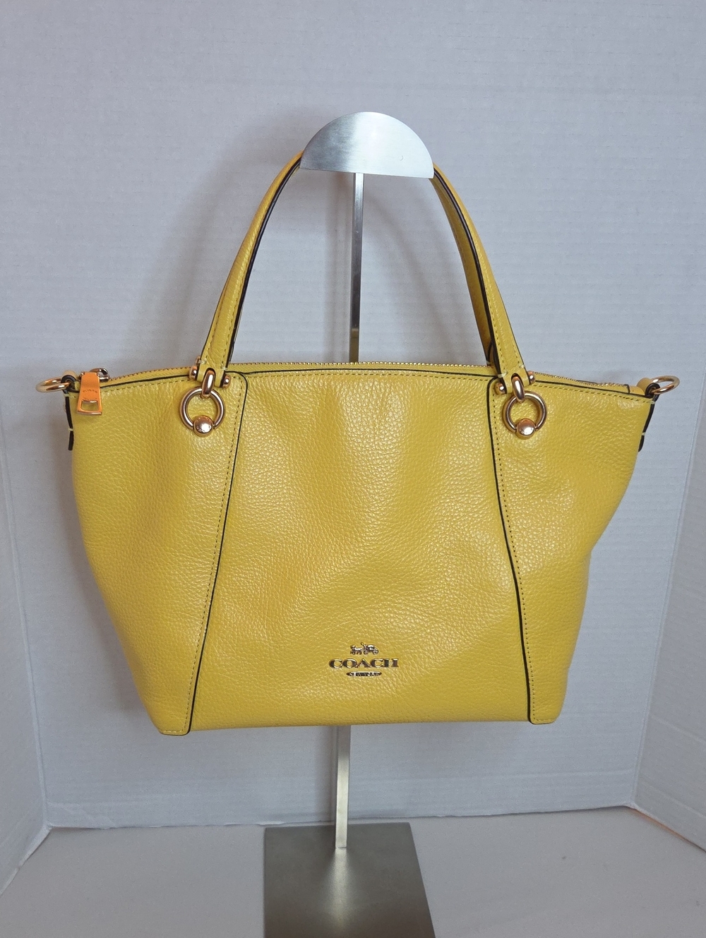 Coach Kacey Satchel Yellow Pebbled Leather - Style C6229